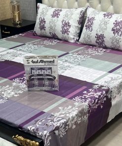 Gul Ahmed king bed sheet in box – stripes pattern