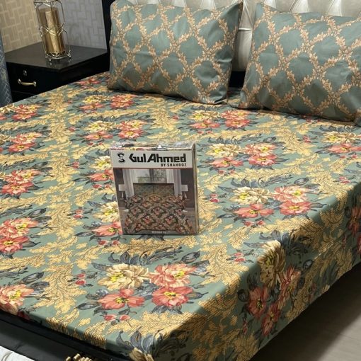 Double king size bed sheet Gul Ahmed box packed – soft cotton