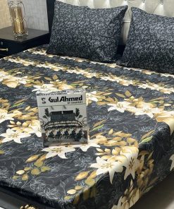 Gul Ahmed king bed sheet with box – block print design