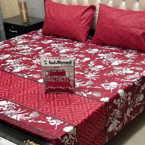 Gul Ahmed king size double bed sheet with box – elegant design