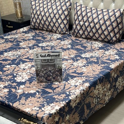 Branded Gul Ahmed king size bed sheet set with elegant box