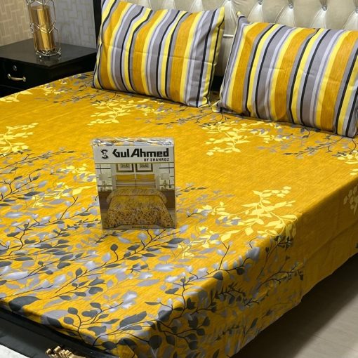 Gul Ahmed king size double bed sheet set with pillowcases in box