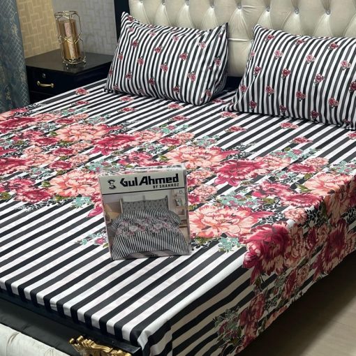 Gul Ahmed double king bed sheet set with pillow covers box packed