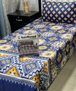 Pakistani single bed sheet pair set – modern pattern design