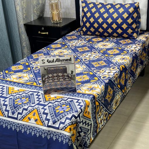 Pakistani single bed sheet pair set – modern pattern design
