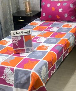 Single bed sheet pair set – floral and stripes combo design