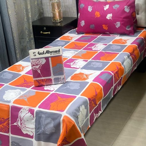 Single bed sheet pair set – floral and stripes combo design