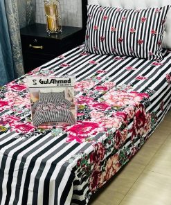 Cotton single bed sheet pair set – striped design for kids room