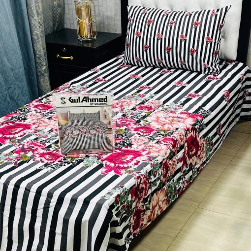 Cotton single bed sheet pair set – striped design for kids room