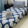 Trendy single bed sheet pair set in blue and white stripes