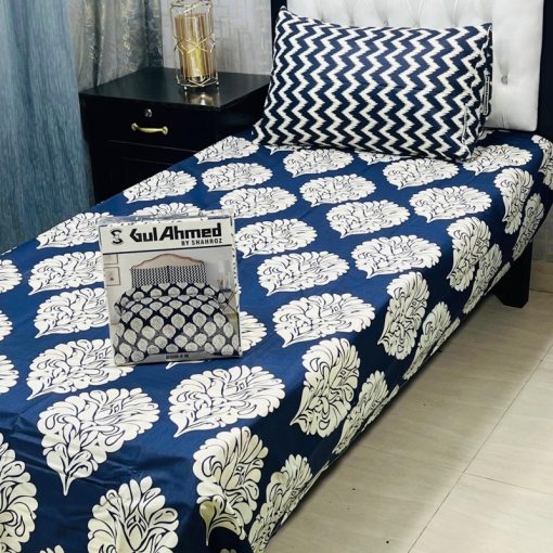 Trendy single bed sheet pair set in blue and white stripes