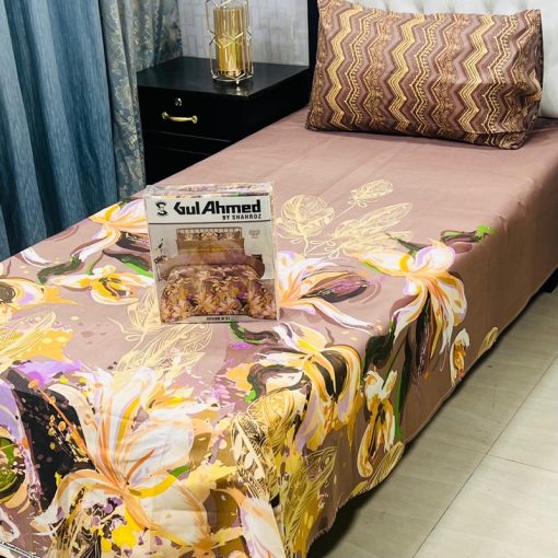 Printed single bed sheets pair set with 2 matching pillow covers