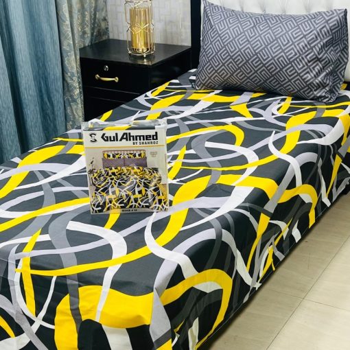 Pakistani single bed sheet pair set – block print design