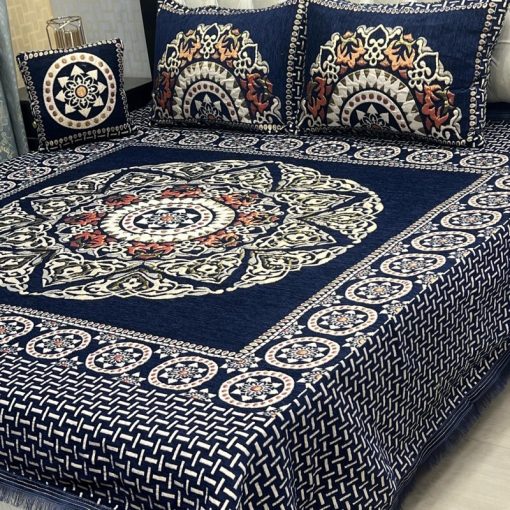 Jacquard Velvet King Size Bedding Set with Luxurious Pattern and Cushion Cover