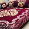 Soft and Luxurious Jacquard Velvet King Size Bed Sheet Set with Pillow Covers