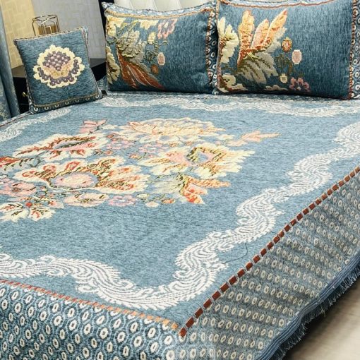 Premium Jacquard Velvet King Size Bedding Set with Elegant Royal Feel