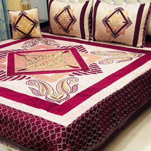 Elegant King Size Jacquard Velvet Bed Sheet Set with Luxurious Velvet Fabric