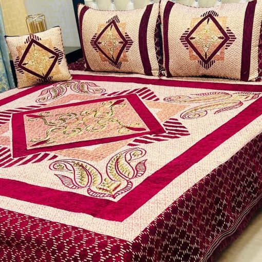 Jacquard Velvet King Size Bed Sheet Set with Soft Velvet Fabric for Cozy Comfort
