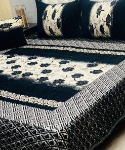 Jacquard Velvet King Size Bed Sheet Set – Stylish Bedding with Elegant Design