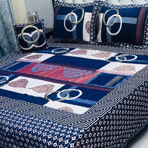 King Size Jacquard Velvet Bed Sheet Set with Matching Pillow and Cushion Covers