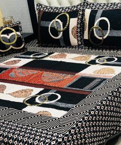 Four-Piece Jacquard Velvet King Size Bedding Set with Pillow Covers and Cushion