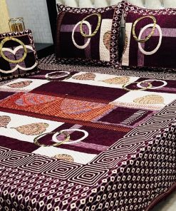 Premium Velvet Jacquard King Size Bed Sheet Set – 4-Piece with Cushion and Pillows