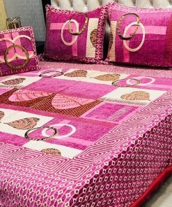 Luxury Jacquard Velvet King Size Bed Sheet Set with Royal Pattern and Cushion Cover