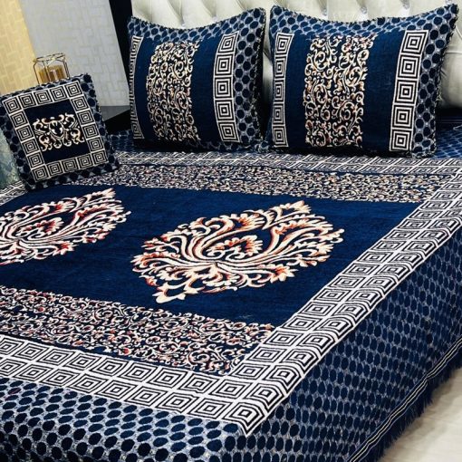 Jacquard Velvet King Size 4-Piece Bed Sheet Set – Soft, Elegant, and Comfortable