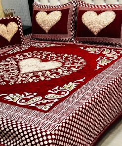 Jacquard Velvet King Size Bed Sheet Set with Premium Velvet Texture and Pattern