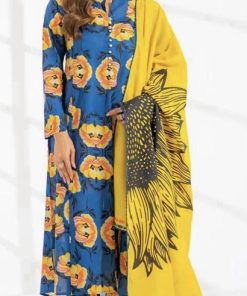 Ego EG-01 – 3 Piece Bana Dora Jacquard Lawn Suit with Digital Printed Shirt, Sleeves, Back & Dyed Trouser