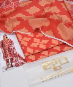 Ego EG-03 – Premium 3 piece unstitched lawn suit with digital print on Bana Dora Jacquard Lawn and dyed lawn trouser. Perfect for elegant summer looks.
