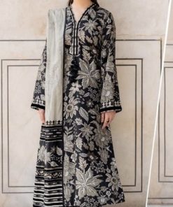 Baroque BR-33 3 Piece Neck Embroidered Lawn Suit with Printed Trouser and Chiffon Dupatta