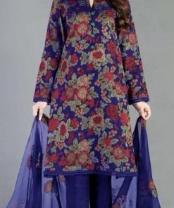 Bareeze BR-42 3PC Women’s Embroidered Lawn Suit with Fancy Embroidered Chiffon Dupatta