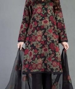 Bareeze BR-43 Women’s 3PC Lawn Suit with Cutwork Embroidery and Soft Embroidered Chiffon Dupatta