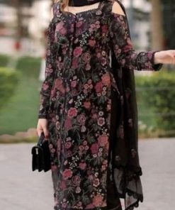 Bareeze BR-41 Women’s 3PC Embroidered Lawn Suit with Classic Embroidery and Chiffon Dupatta