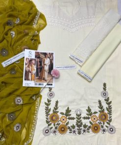 Charizma 3 Piece Embroidered Lawn Suit – CH-14 | A Blend of Grace and Detail