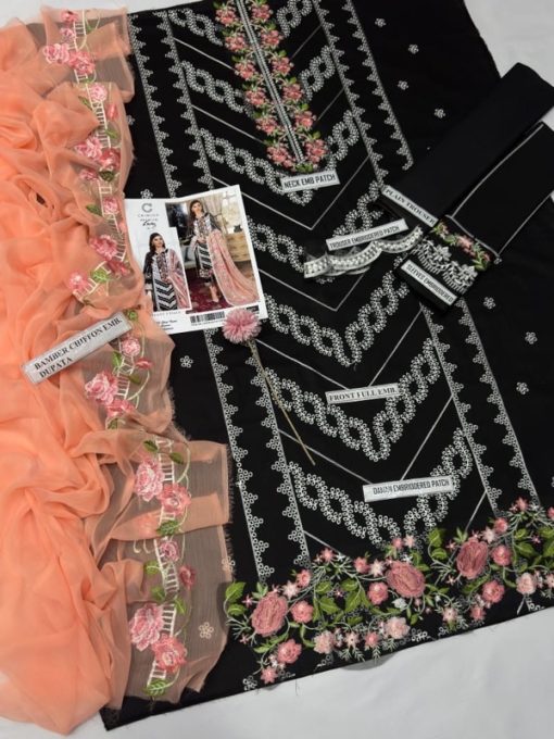 Crimson 3 Piece Embroidered Lawn Suit – CM-01 | Modern Elegance with Signature Detailing