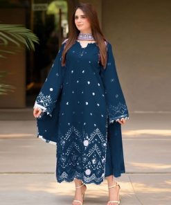 Bareeze BR-44 Embroidered Lawn Suit with Heavy Front Work and Chiffon Embroidered Dupatta in Zink Color