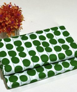 Design 32 – Women’s Unstitched Cotton Suit with Green & White Allover Print for Independence Day