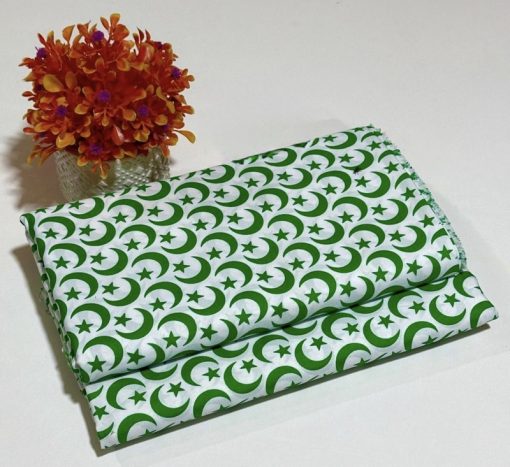 14 August Women’s Unstitched Cotton Suit – Design 30 Green White Printed 2PC for Summer