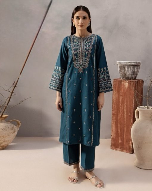 Batik BT-66 - 2 Piece Embroidered Lawn Suit with Heavy Embroidered Front, Sleeves & Neckline