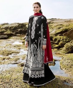 Iznik IZ-88 - 3 Piece Embroidered Lawn Suit with Panel Style Shirt, Embroidered Chiffon Dupatta & Neckline