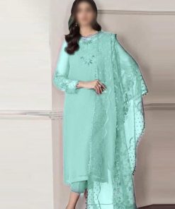 Baroque Women’s 3 Piece Embroidered Chiffon Suit with Organza Dupatta – SKU-06