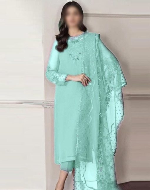 Baroque Women’s 3 Piece Embroidered Chiffon Suit with Organza Dupatta – SKU-06