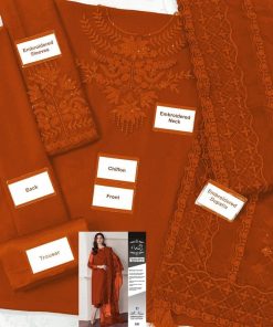 Baroque Embroidered Chiffon Suit with Organza Dupatta & Silk Trouser – Alnisa Collection SKU-01 design