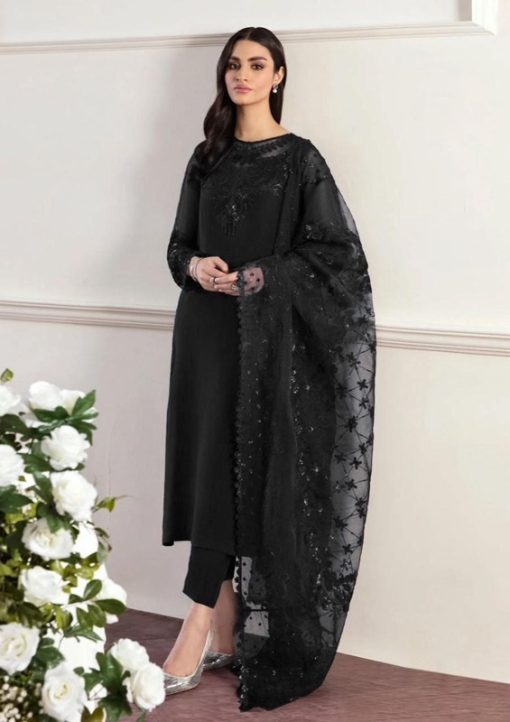Baroque Women’s Chiffon Embroidered Suit with Organza Dupatta and Silk Trouser – SKU-07
