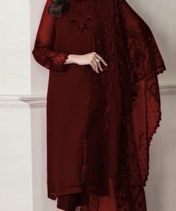 Baroque Embroidered Chiffon Suit for Women with Organza Dupatta and Silk Trouser – SKU-04
