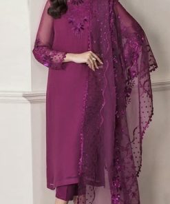 Baroque Women’s Chiffon Embroidered Suit with Silk Trouser and Organza Dupatta – Alnisa Collection SKU-03