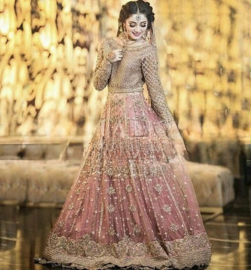 Sobia Nazir SN-630 – Embroidered Bridal Net Maxi with Full Handwork and 4-Side Appliqued Dupatta