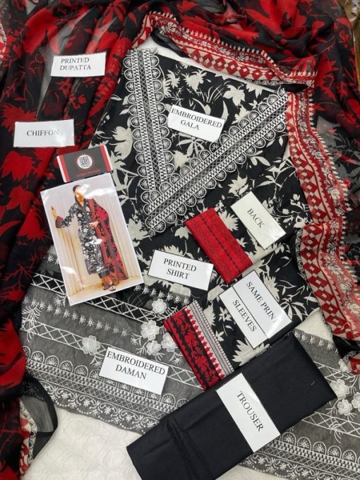 Zainab Chottani ZC-99 – 3 Piece Embroidered Lawn Suit with Chiffon Dupatta | Summer 2025